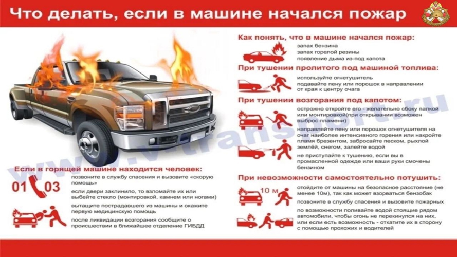Инспекция пожарной безопасности регионального Управления Росгвардии напоминает правила пожарной безопасности при эксплуатации автотранспорта